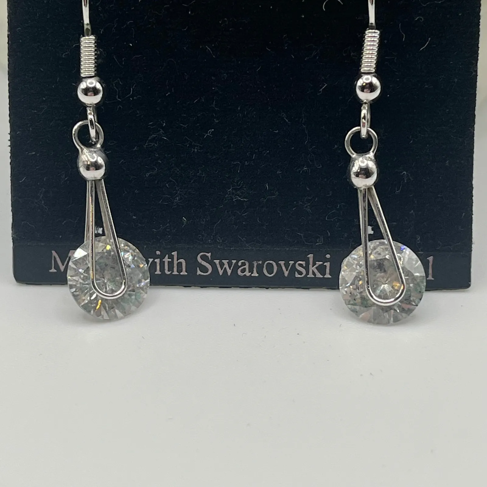 Oliver Weber Collection Swarovski Crystal Drop Earrings Silver Tone Dangle - Image 2