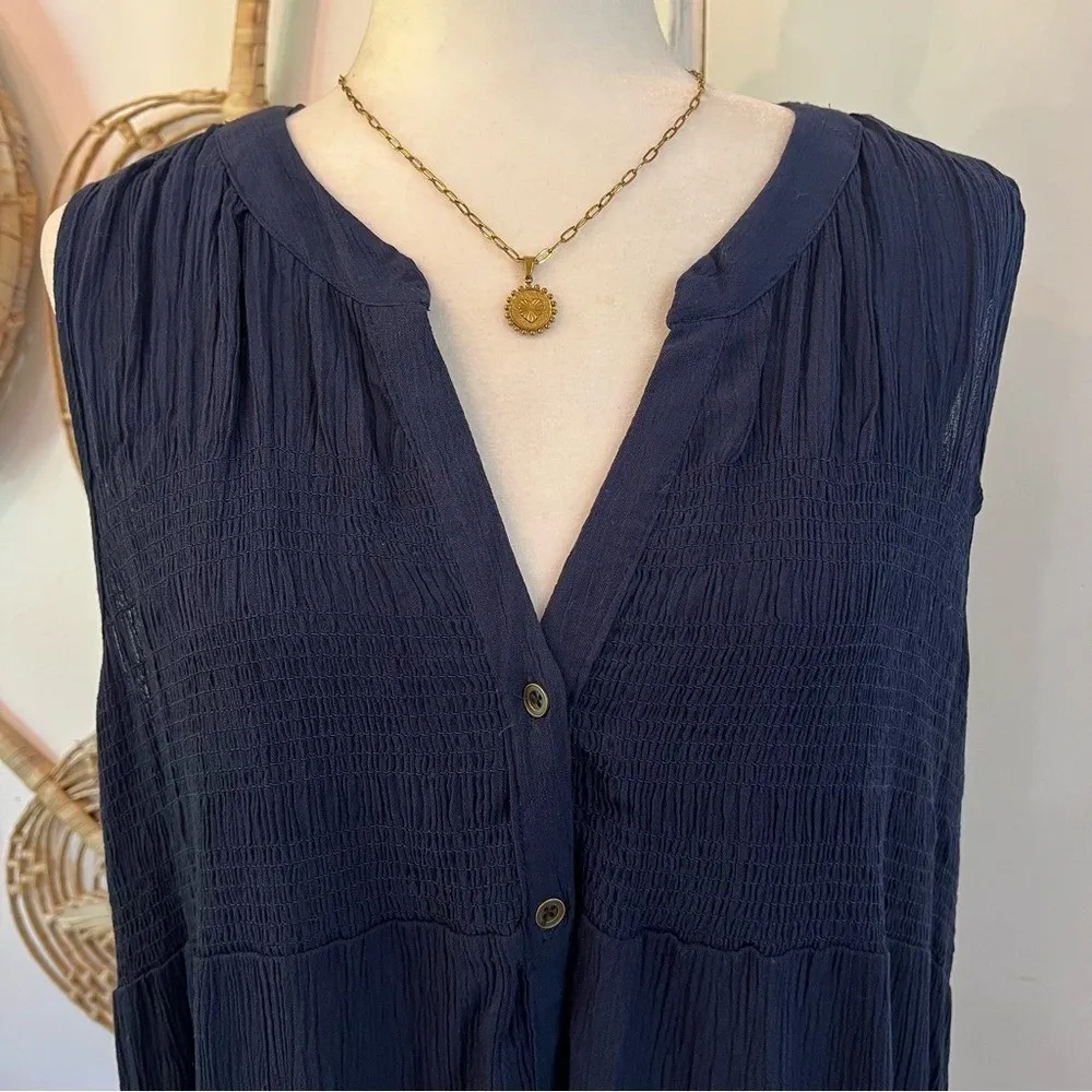 Knox Rose Navy Boho Festival Midi Dress Rayon Flowy Sleeveless Summer XL - Image 3