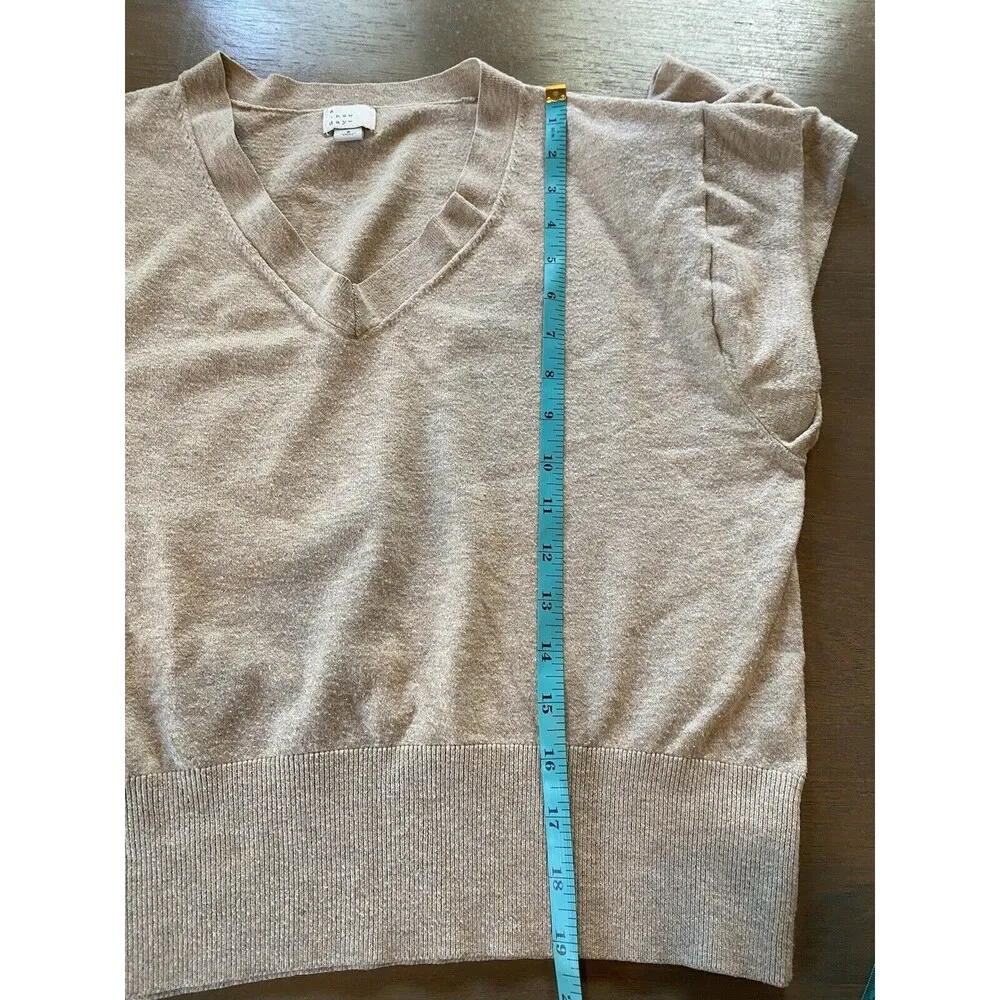 A New Day Sweater Size Small Oatmeal V Neck Knit Top Fine Gauge Pullover Target - Image 9