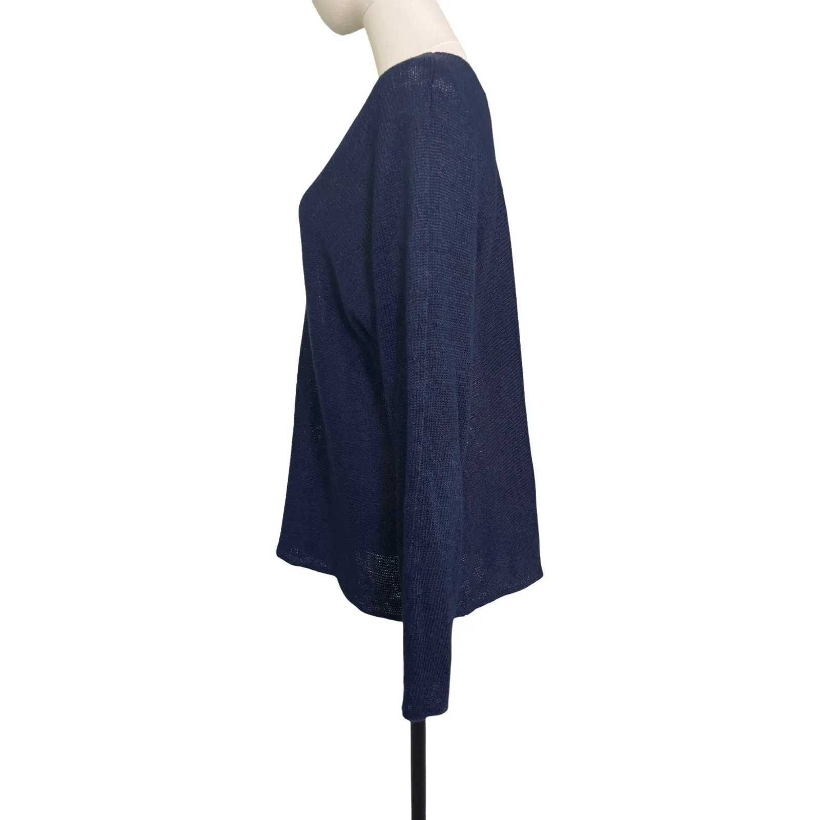 Vince 100% Linen V Neck/Back Sweater Navy Blue Lightweight Knit Size Large - Image 7