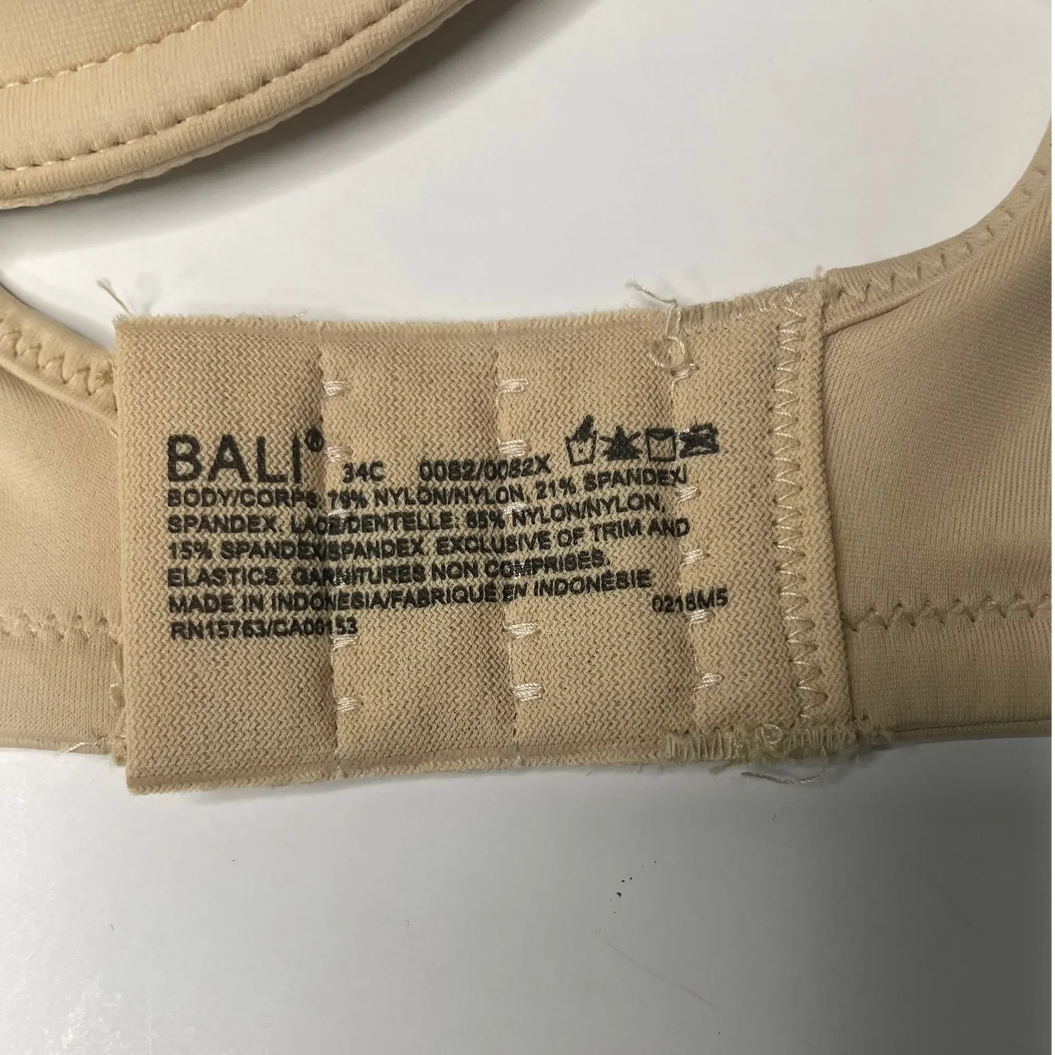 Bali Women Lace Trim T-Shirt Bra Lightly Lined Underwire 34C Beige - Image 3