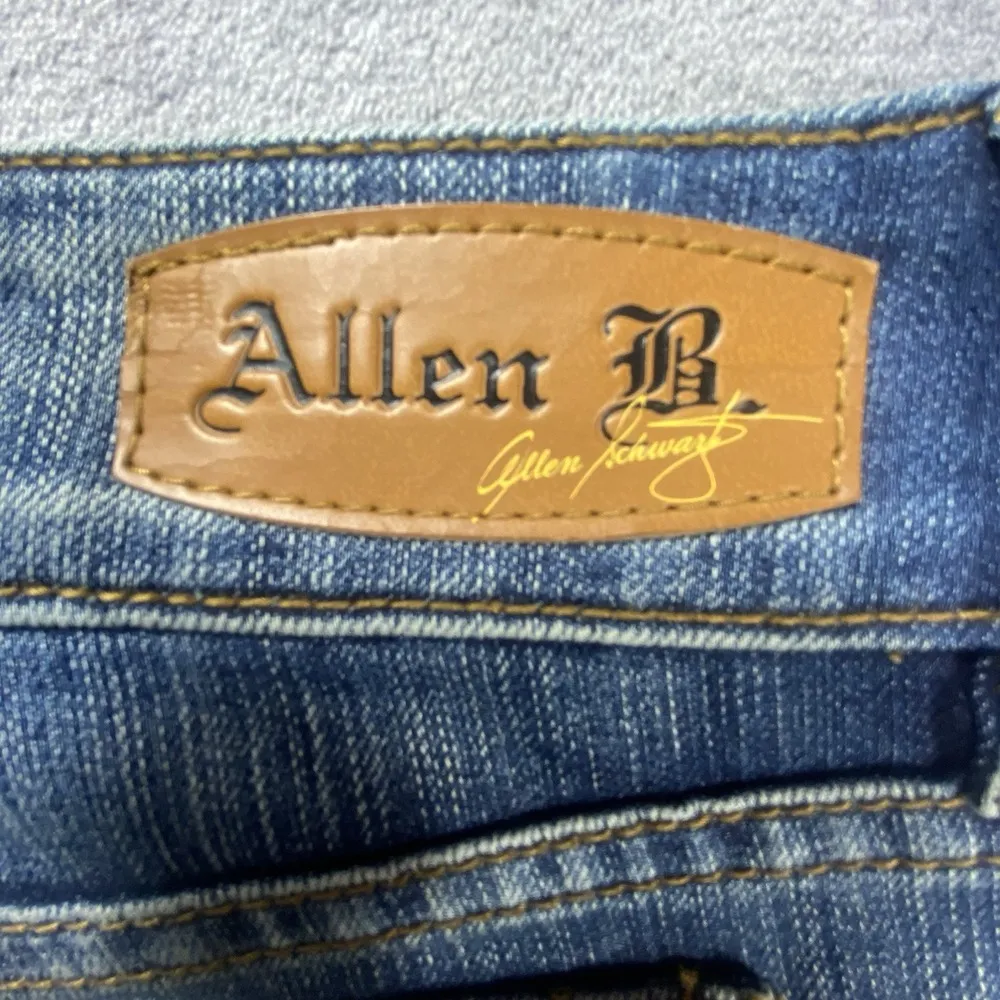 Allen B Womens Flare Jeans 10 Boot Mid rise Blue Rhinestones Boho Festival Ranch - Image 4