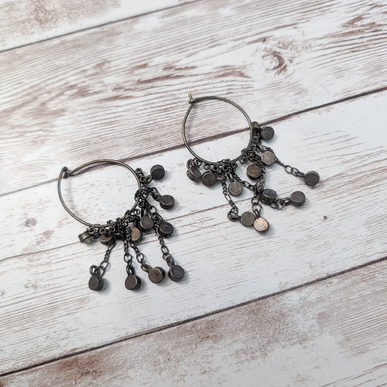 Earrings for Pierced Ears Long with Green Gems - Image 7