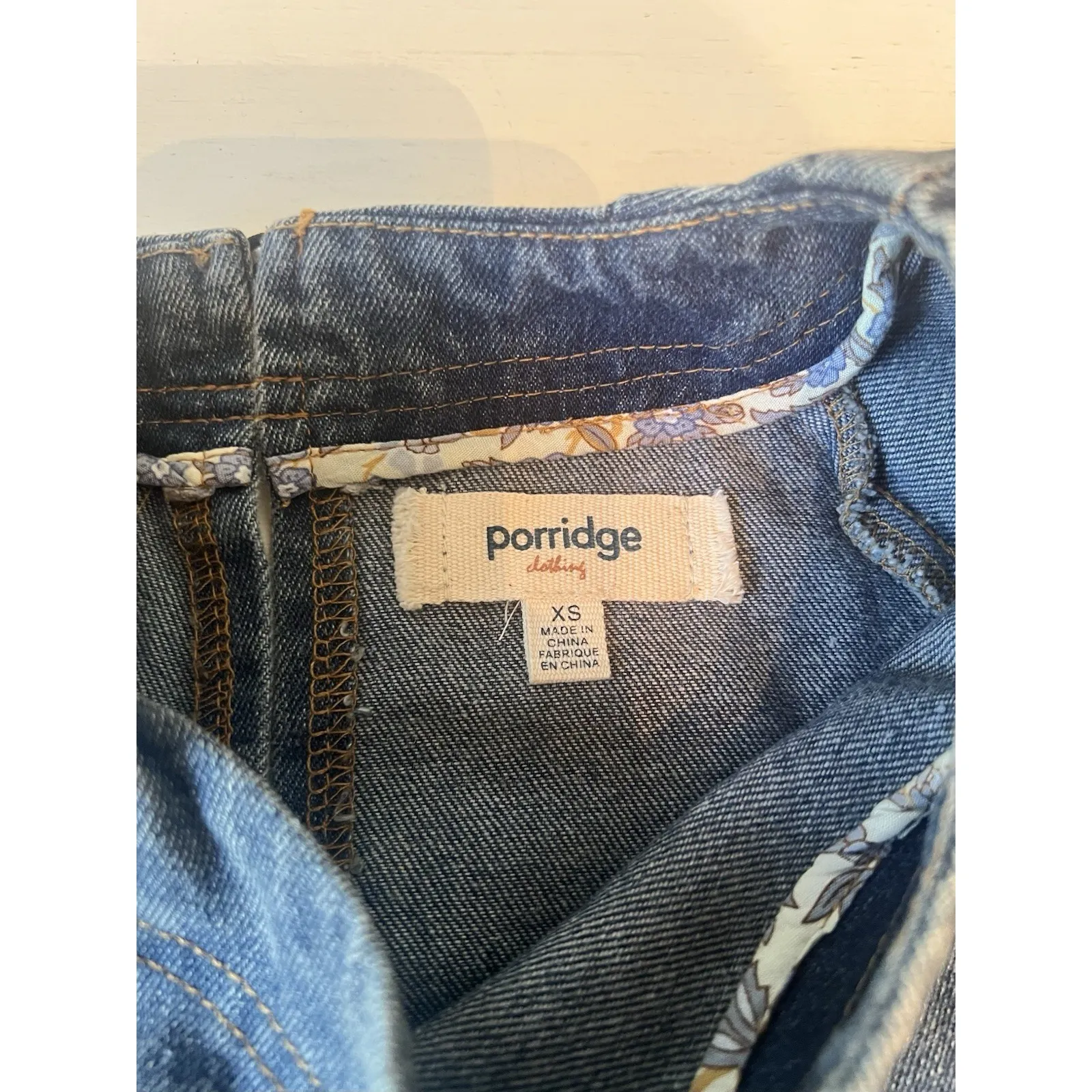 Porridge‎ Short Sleeve Denim Swing Mini Dress XS Anthropologie Oversized Pockets - Image 3