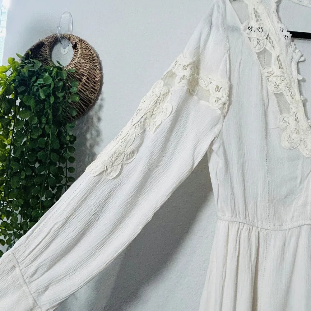 NEW Free People FP One Paige Mini Dress Sand Sable XS Oversize Cowgirl Off White - Image 10