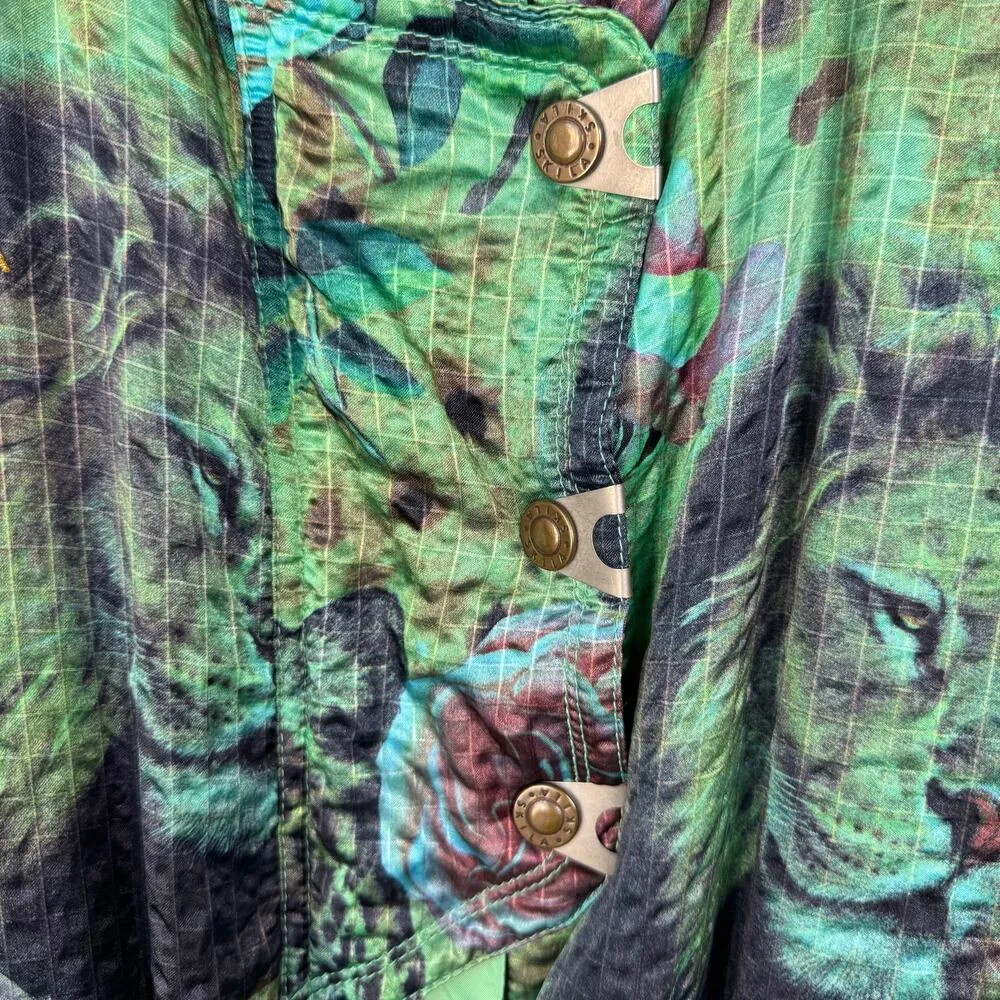 Vintage Skila Retro 80's Ski Suit Snowsuit One Piece Lion Motif Womens Size 6 Green - Image 6