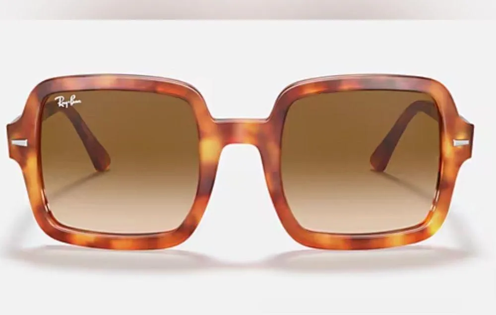 Ray Ban Square Frame Tortoise Shell Frame Sunglasses Polished Red Havana Women - Image 4