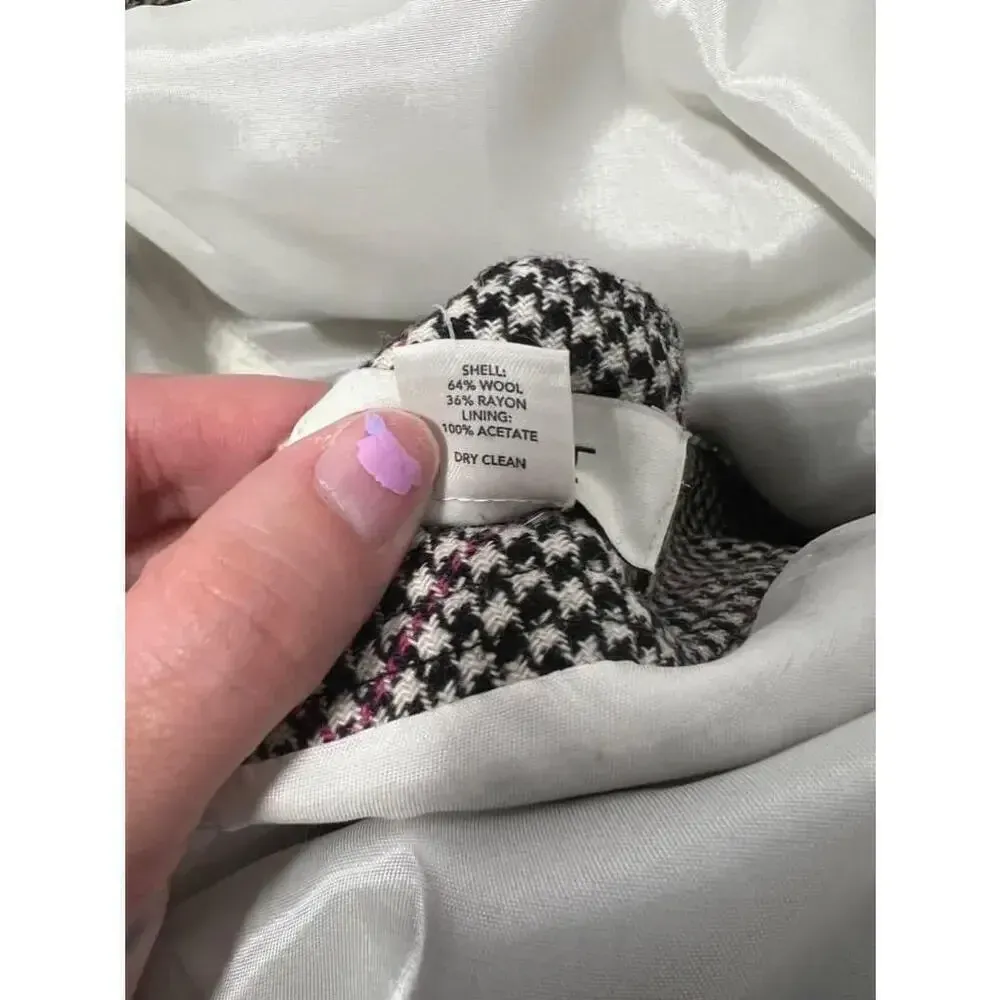Women's Ann‎ Taylor Houndstooth Skirt Size 10 Black Pink - Image 7