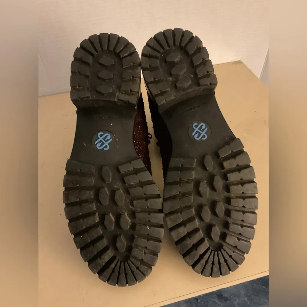 Ross & Snow women wine leather sparkle waterproof biker Stefana boots size 7.5 Brown - Image 4