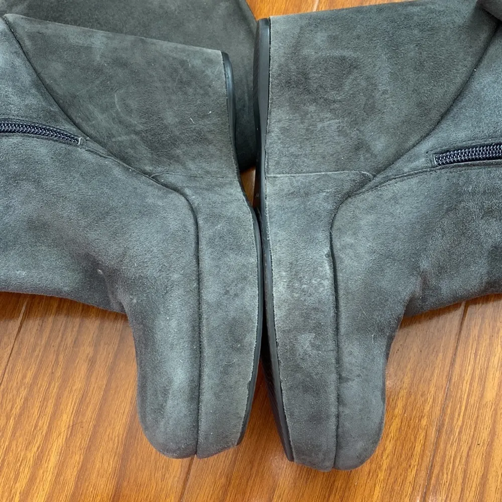 Stuart Weitzman Molten Gray Suede Heeled Tall Boots - Image 7