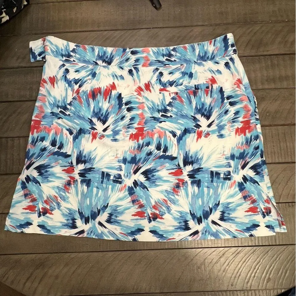 Izod Golf Skort EUC Women SZ 10 Blue Red White Abstract Geo Sporty Stretch Skort - Image 6