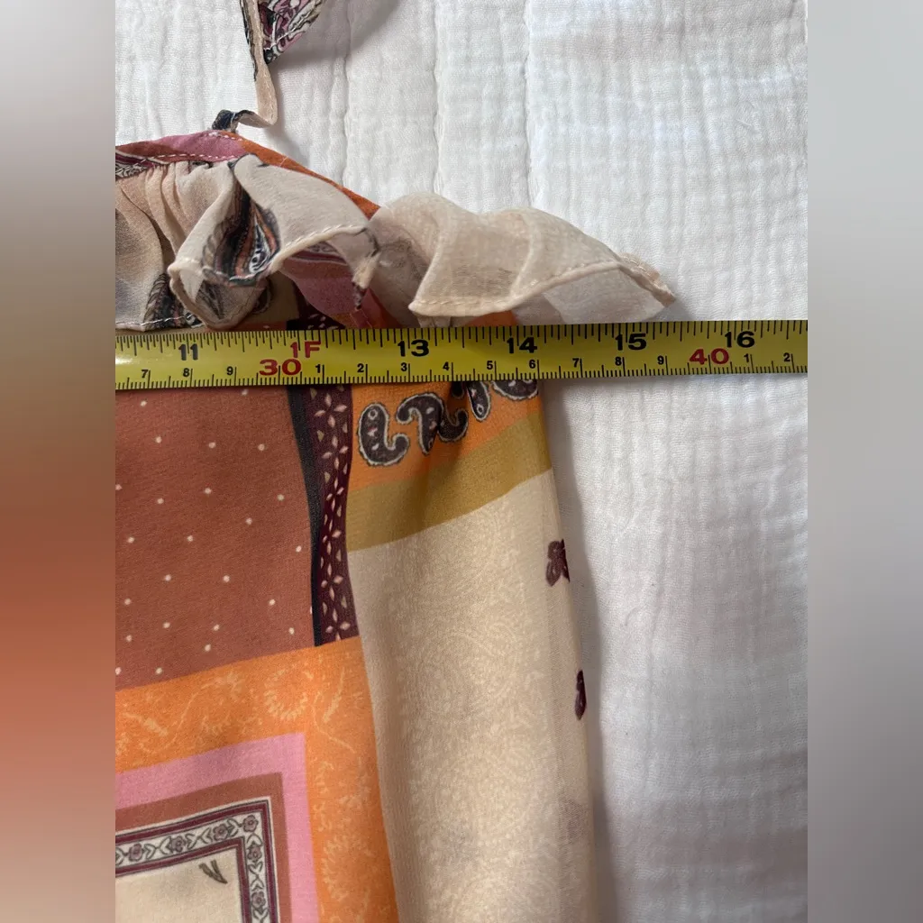 ZARA Pattern Paisley Patchwork with Tassels Boho Long MIDI Dress size XXS - Image 6