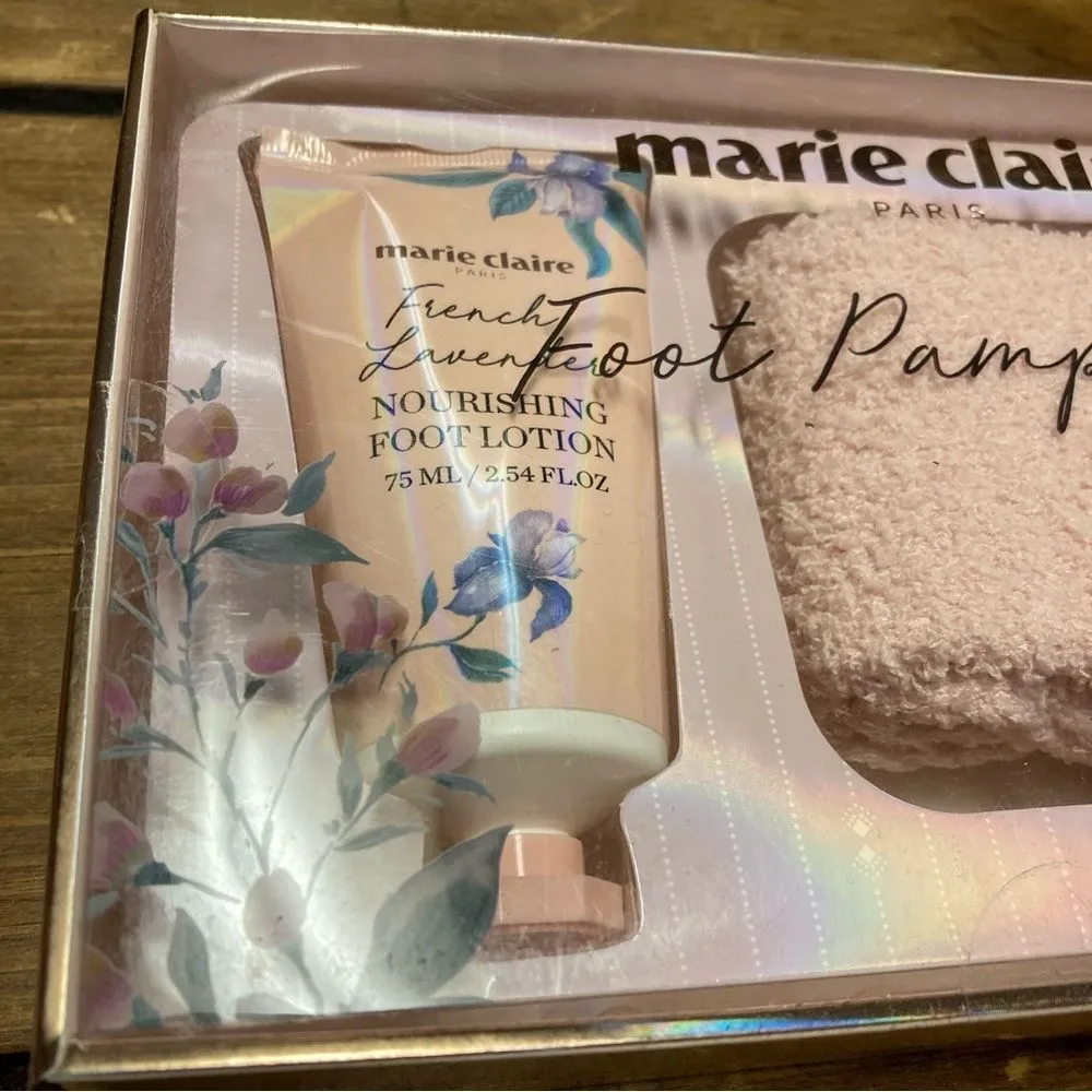 Marie Claire Foot Pampering Gift Set Pink Cozy Socks and Lotion New - Image 2