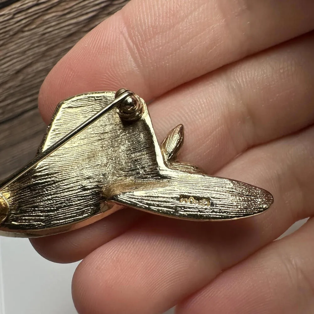 Monet Purple & Pink Rhinestone Hat Brooch Pin Gold Tone Signed - Image 7