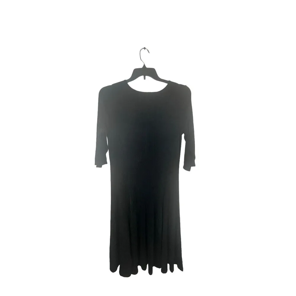 Kiara Black Slinky Stretch Goth Witchy Mourning L 3/4 Sleeve Dress NWOT Size L - Image 2