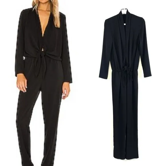 Amanda Uprichard Revolve Laurie Jumpsuit Black Tie Waist Size XS - Image 2