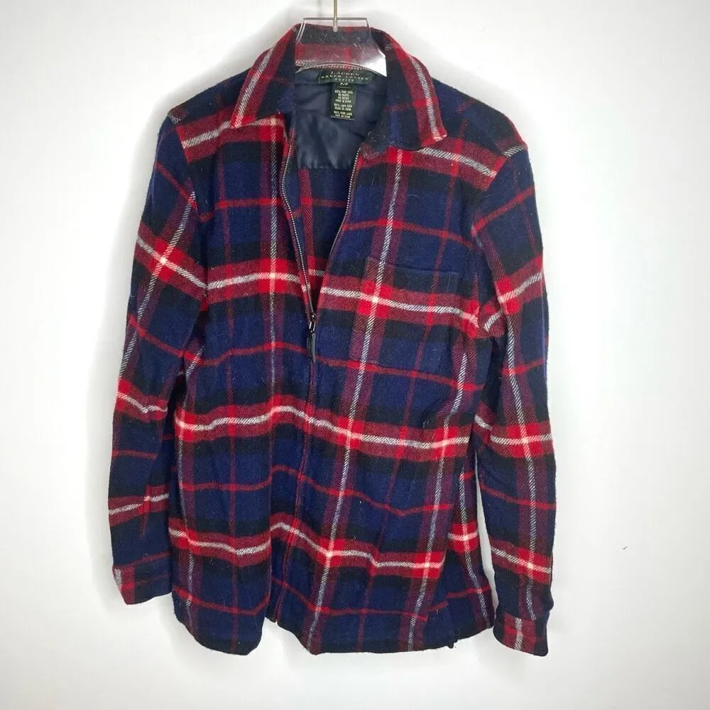 Lauren Ralph Lauren Womens Red Wool Plaid Zip Up Cardigan Jacket Size PP Small S - Image 5