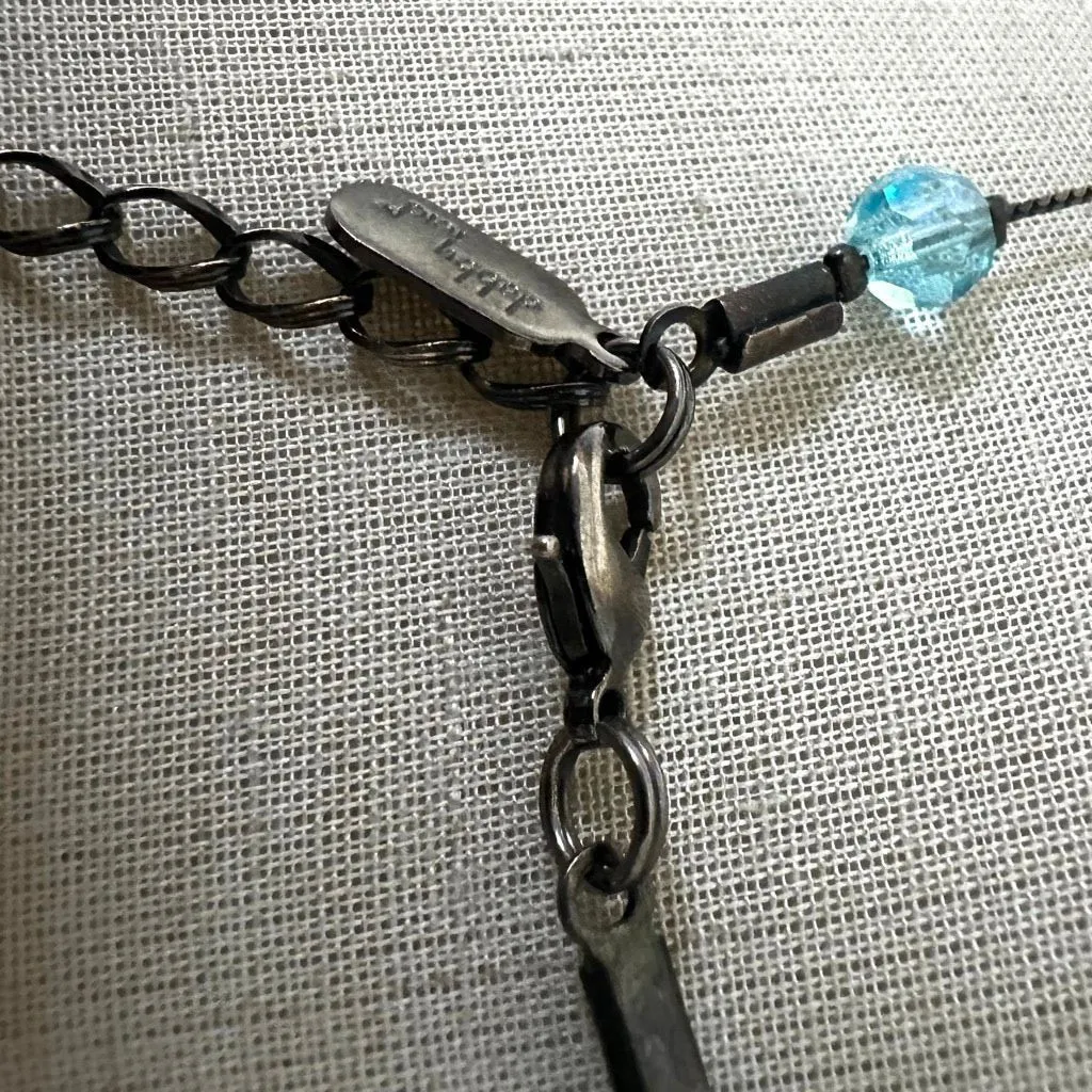 Debby Reid Aqua Crystal Lariat Necklace Blue - Image 3