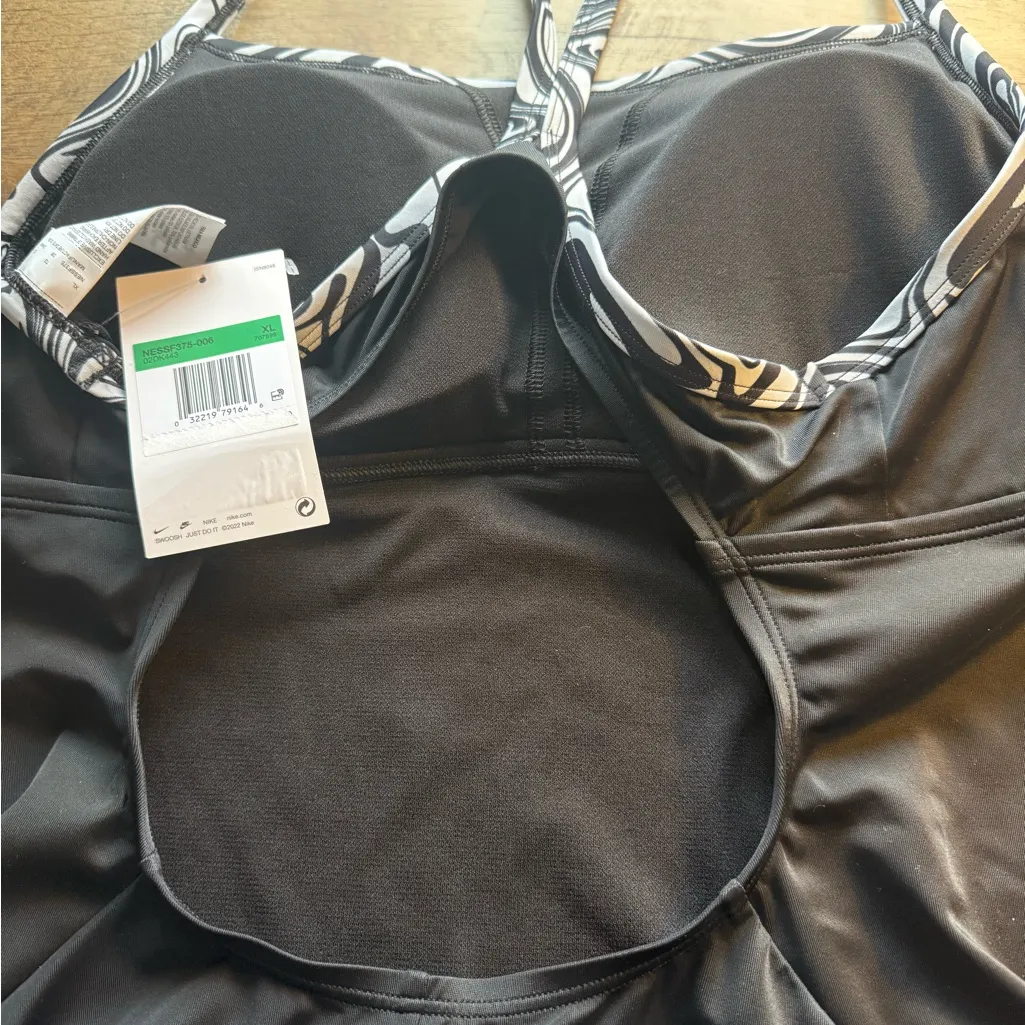New NWT Nike Swimsuit Womens Size XL Black Swoosh One Piece  Racer Back - Image 8