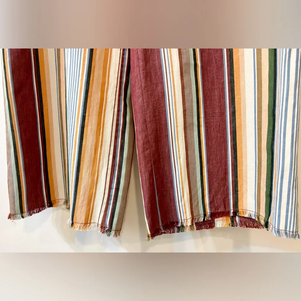 NWT Zara Striped Linen Trousers Size Large - Image 6