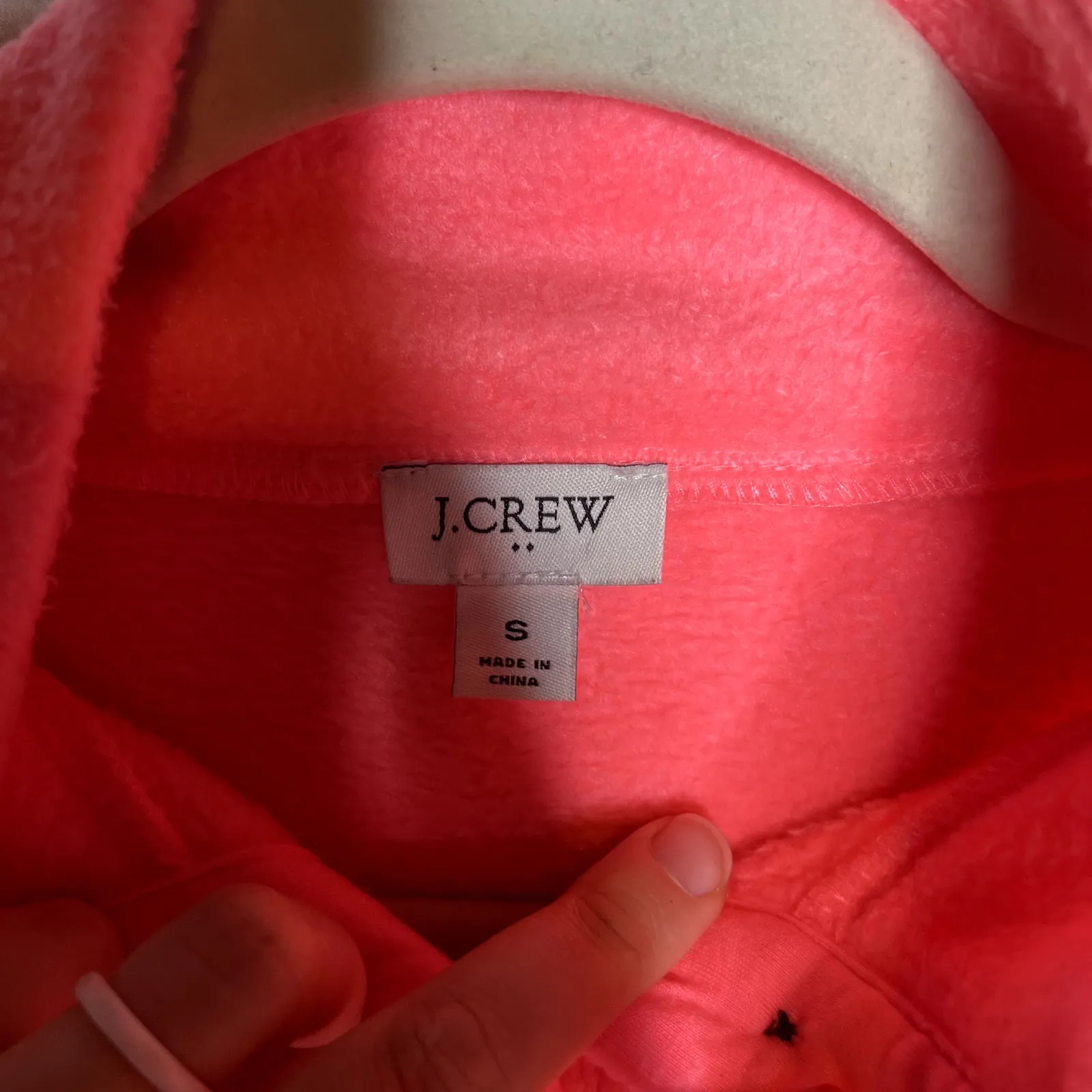 J.Crew Coral Pink Fleece Snap Pullover Sweatshirt Funnel Neck Sm - Image 3