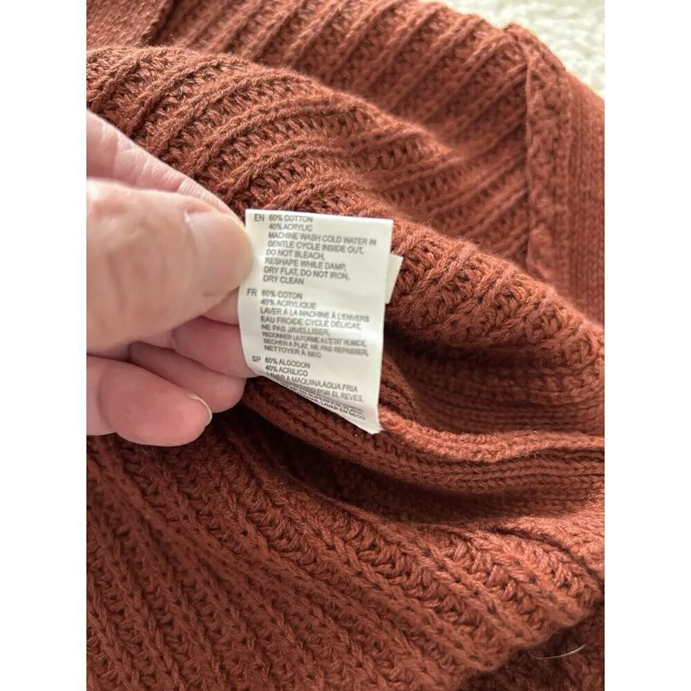 RD Style Josslyn V-Neck Loose Knit Sweater Burnt Orange Pullover Size XL - Image 5