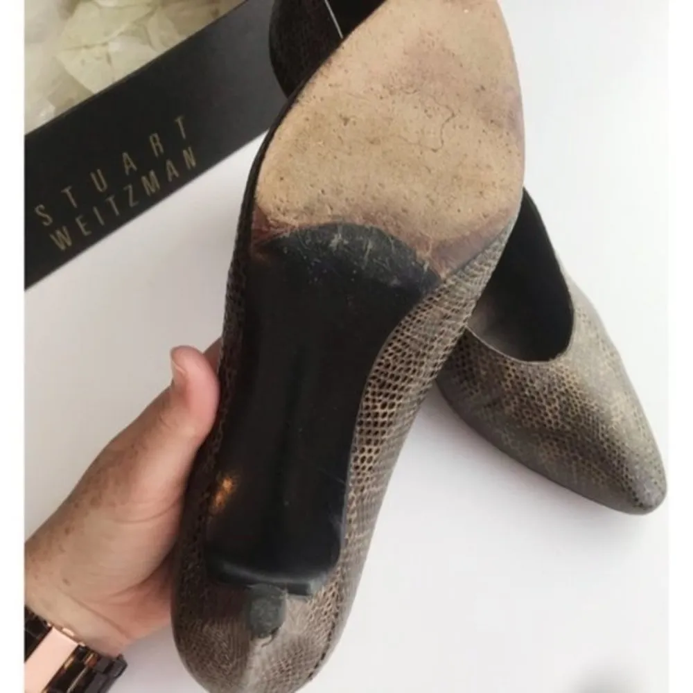 Stuart Weitzman • Vintage Textured Brown Heels - Image 5