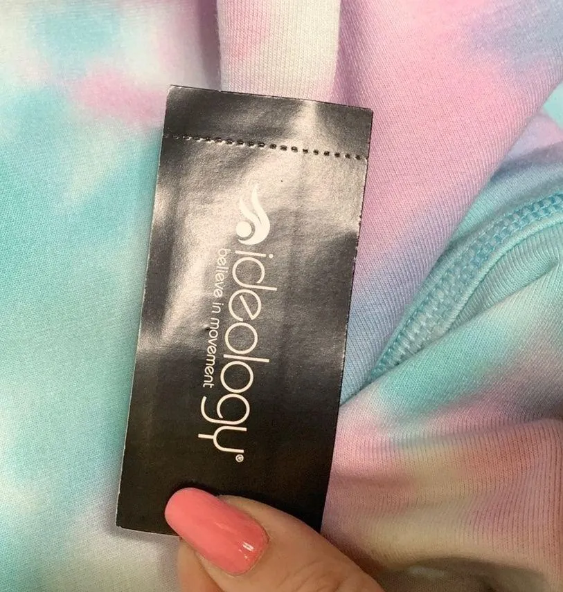 NWT Ideology Cotton Candy Tie-Dyed Cutout-Back Sweater Top Aqua Pink Size Medium - Image 4