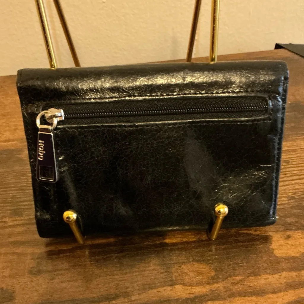 A Modern Vintage Rare Hobo International Soft Black Leather Trifold Wallet - Image 2