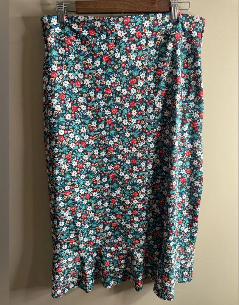 Lands' End Multicolor Floral swim skirt size medium 10/12 Red - Image 7