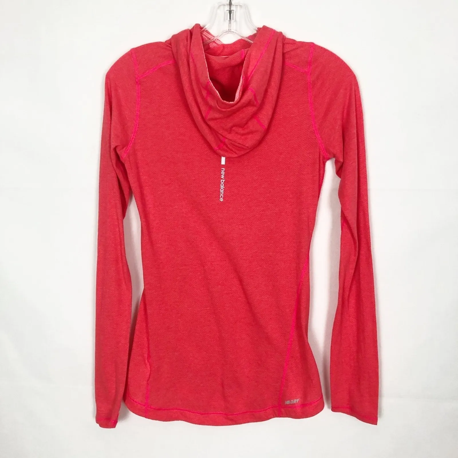 New Balance Dry Neon Orange Thumbhole Hoodie Size XS - Image 7