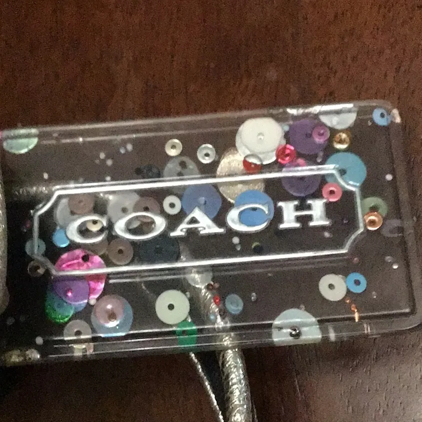 Coach Poppy Op Art Logo Glam Leather Silver Black Tote #L0985-13826 - Image 7