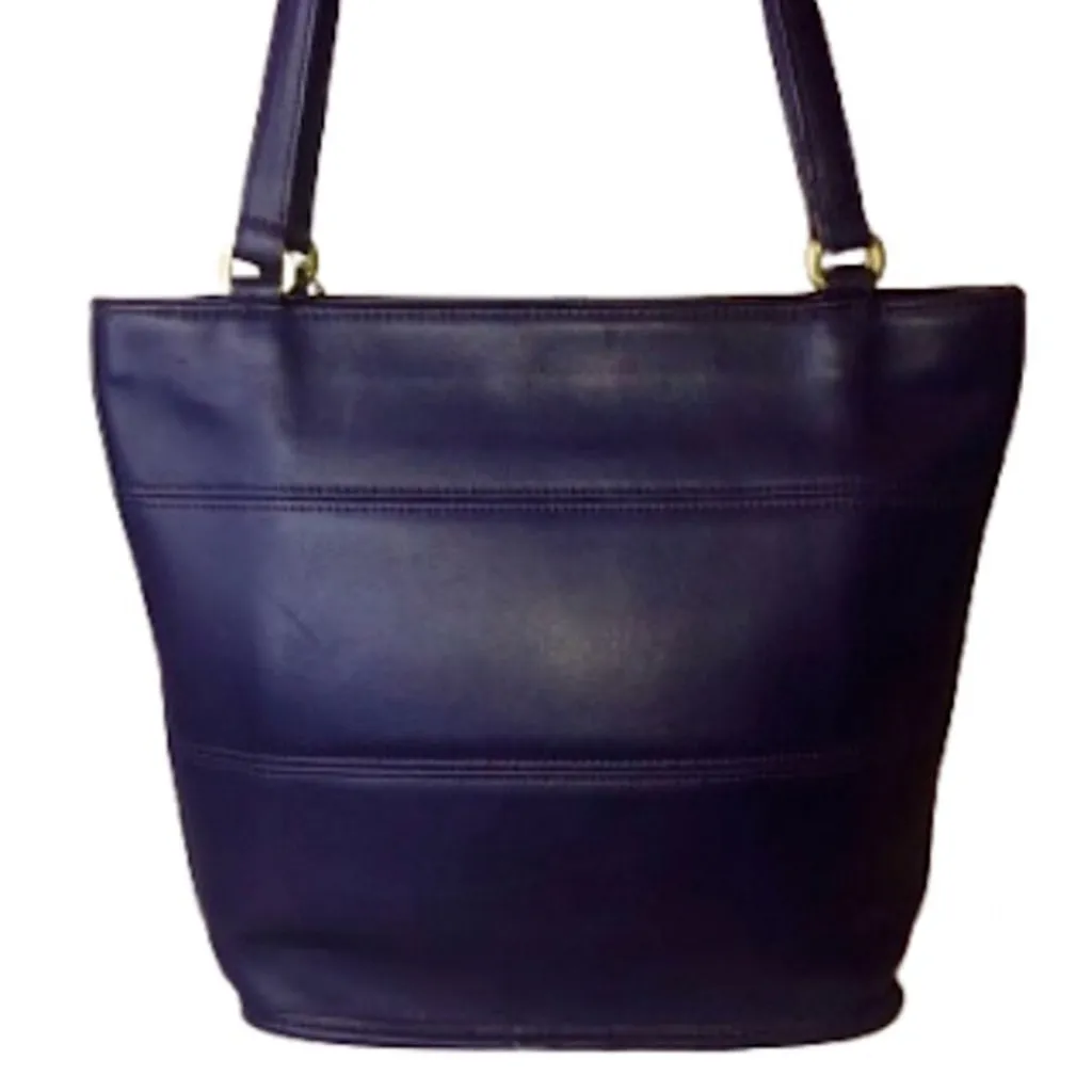 Vintage COACH TRIBECA Purple Glove Tanned Slim Bleeker Bucket Shoulder Bag 9098 - Image 14