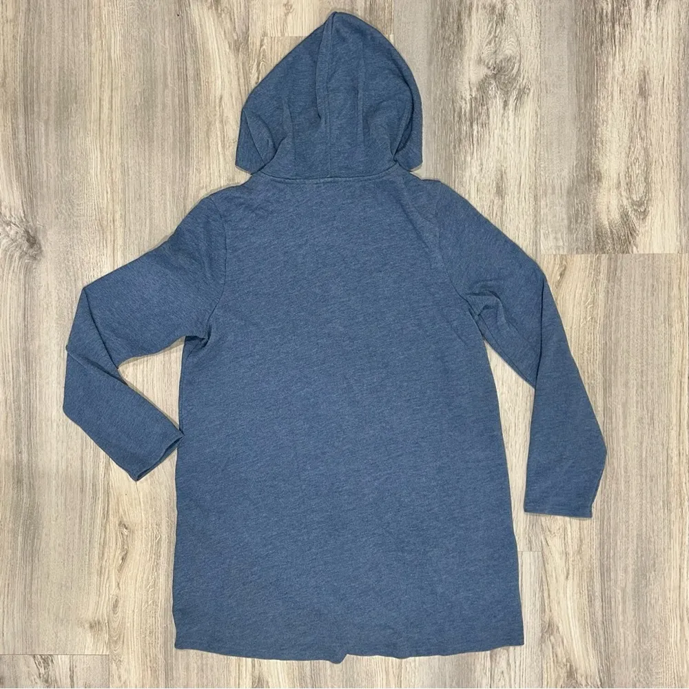 Pure J Jill Hooded Cardigan Sweater Tunic Blue Long Sleeve Pockets Snap Size S - Image 8