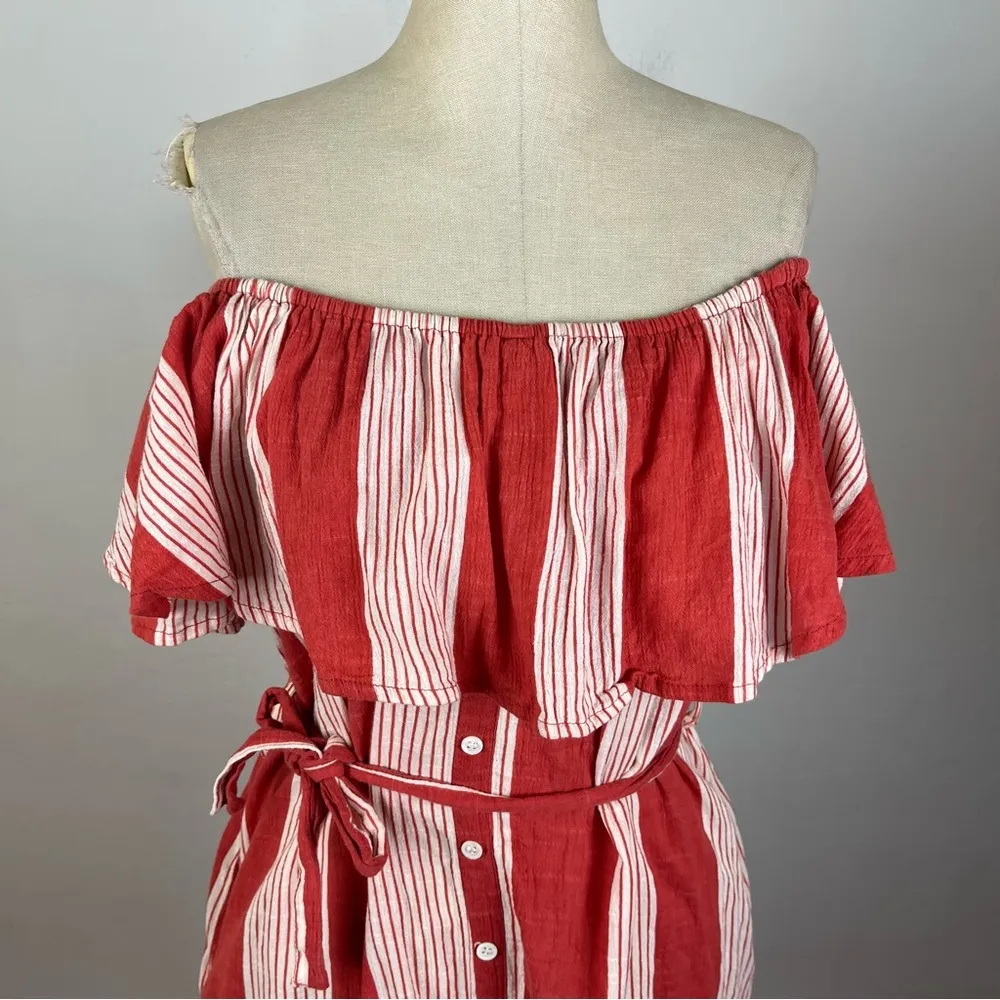 Faithfull the Brand Amalfi Rust Red Striped Dress - Image 4