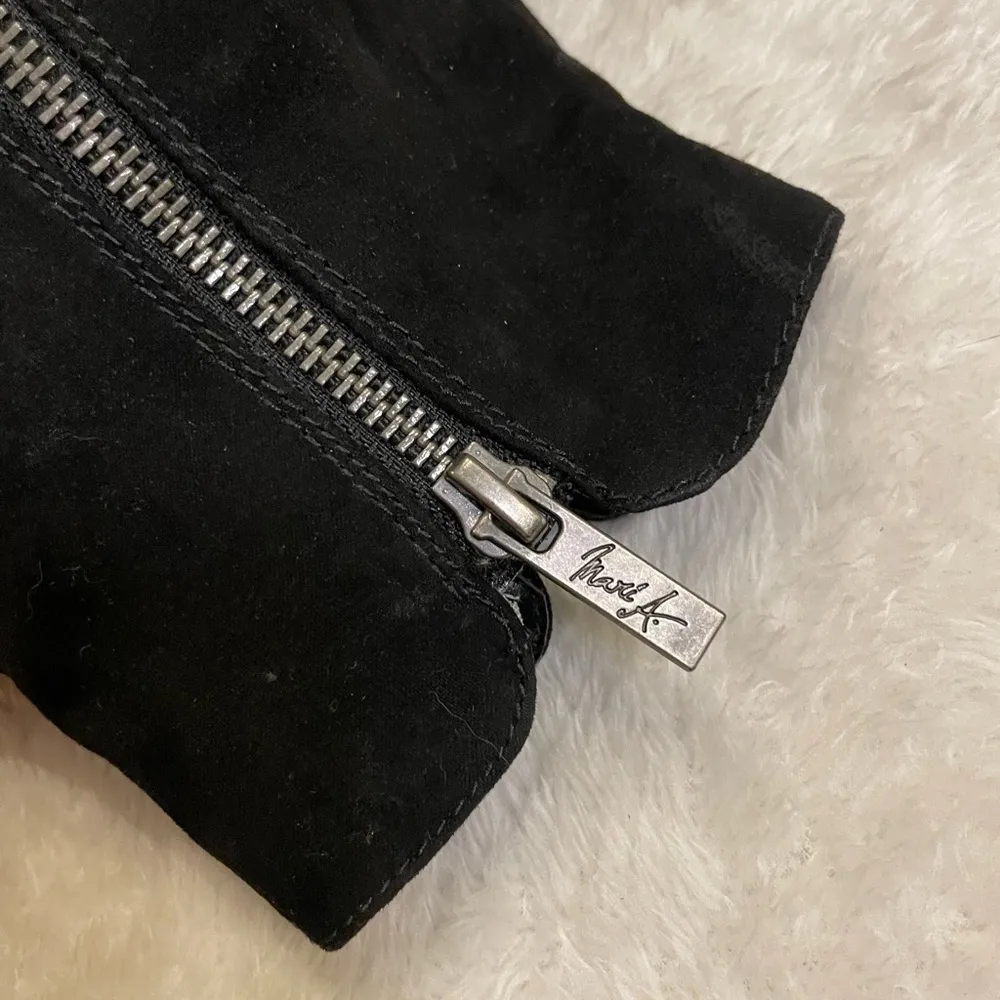 Mari A Black Suede Open Toe Zipper Ankle Booties Size 7.5 - Image 6