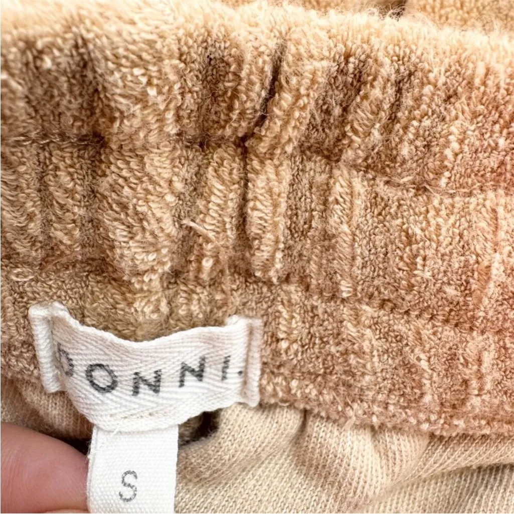 DONNI. Terry Henley Boxer Drawstring “Latte” Tan Brown Shorts Size Small - Image 12