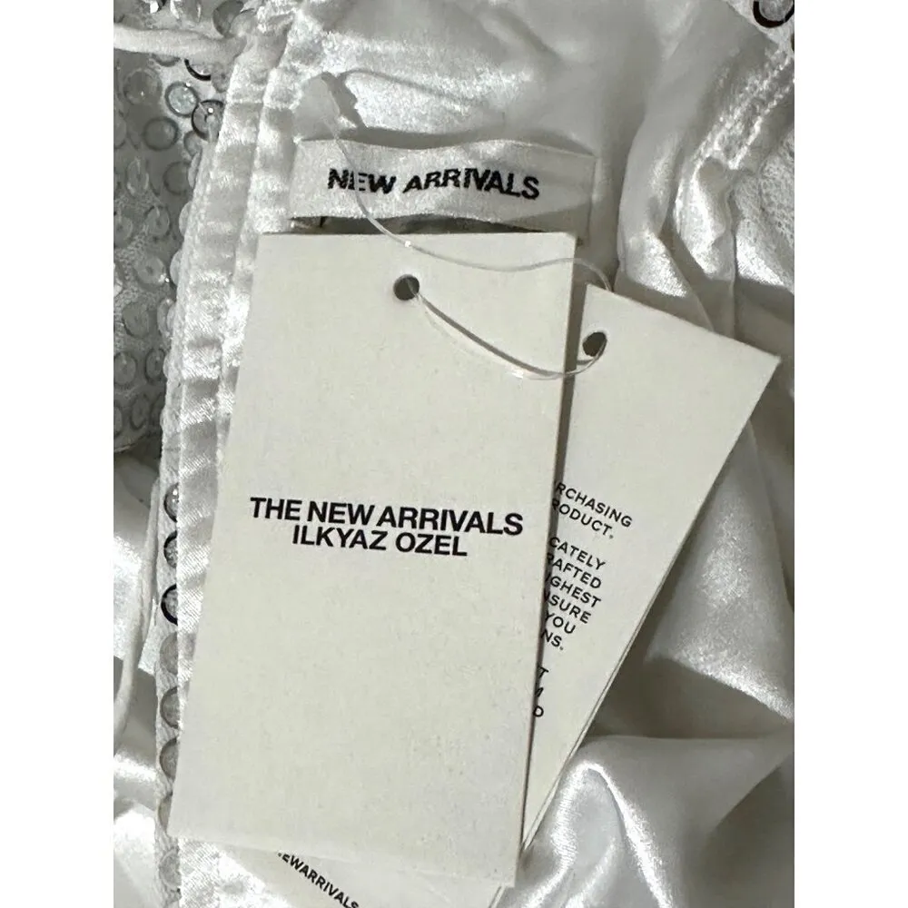 The New Arrivals by Ilkyaz Ozel Gilda Mini Dress in White Waves 38 6 New Womens Silver - Image 11