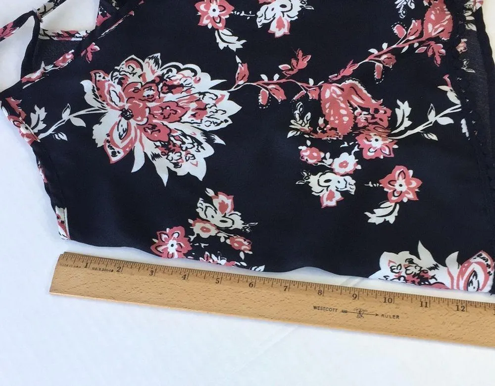 Charlotte Russe black floral tank with fun trim - Image 6