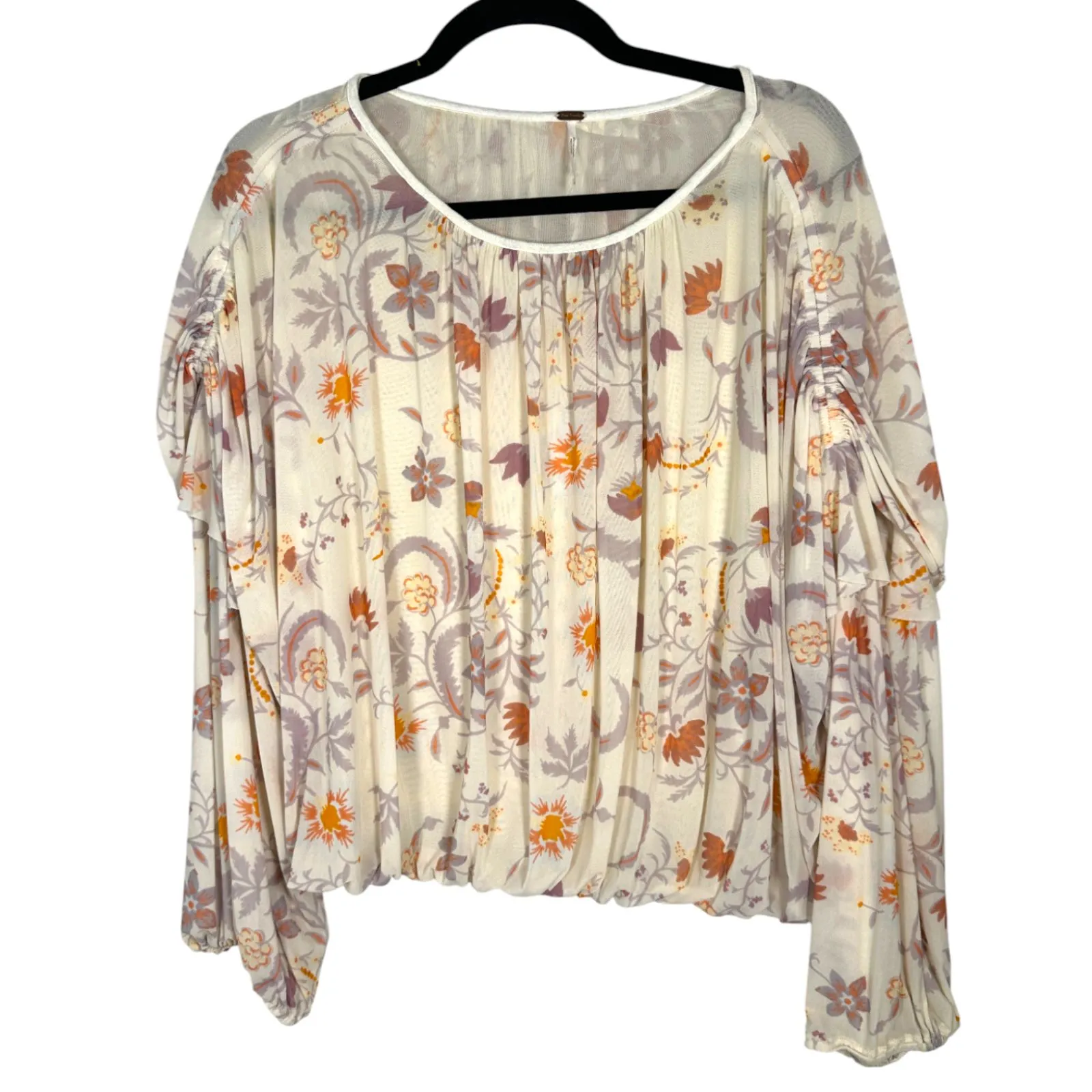 Free People Wildflower Honey Floral Cream Blouse Size Small - Image 3