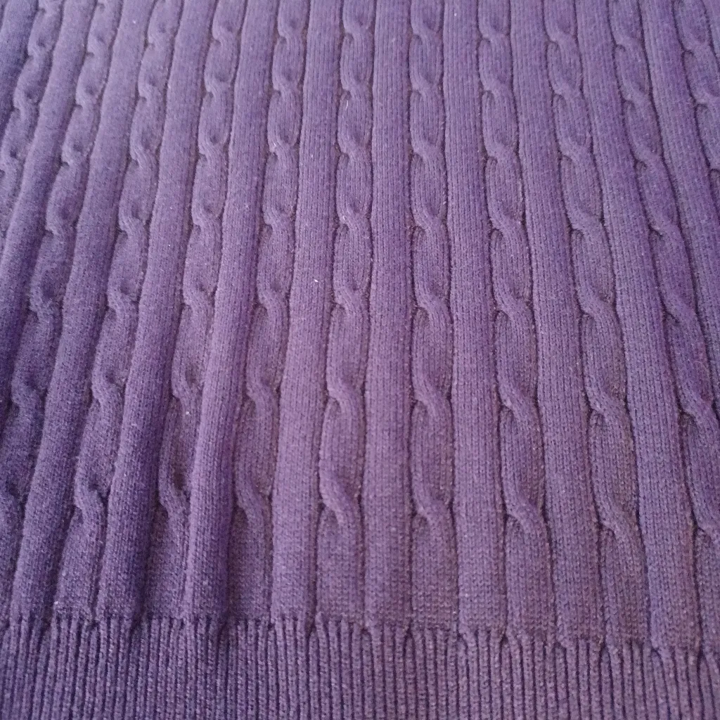 peck and peck womens small silk blend cable knit purple turtleneck sweater - Image 7