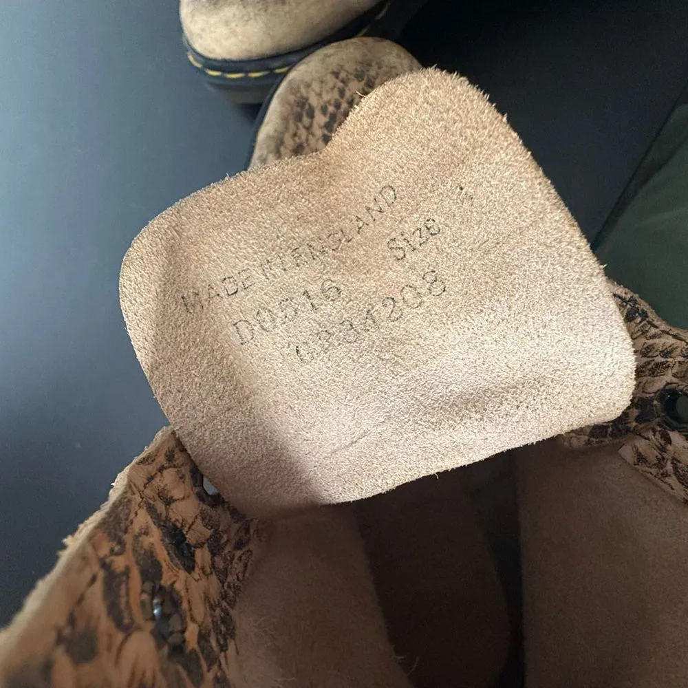 Dr. Martens Pascal Snakeskin Leather Boots Brown Womens UK 4 US 6 Shoes NO LACES - Image 13