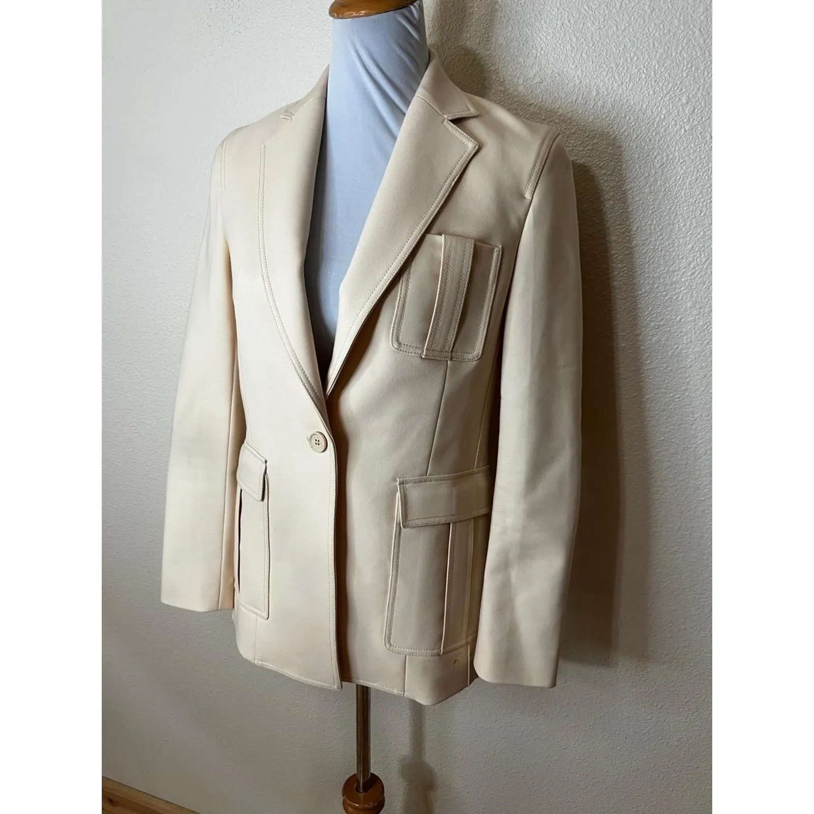 3.1 Phillip Lim Womens Cutaway Blazer Jacket Light Beige Notched Structured 4 - Image 3