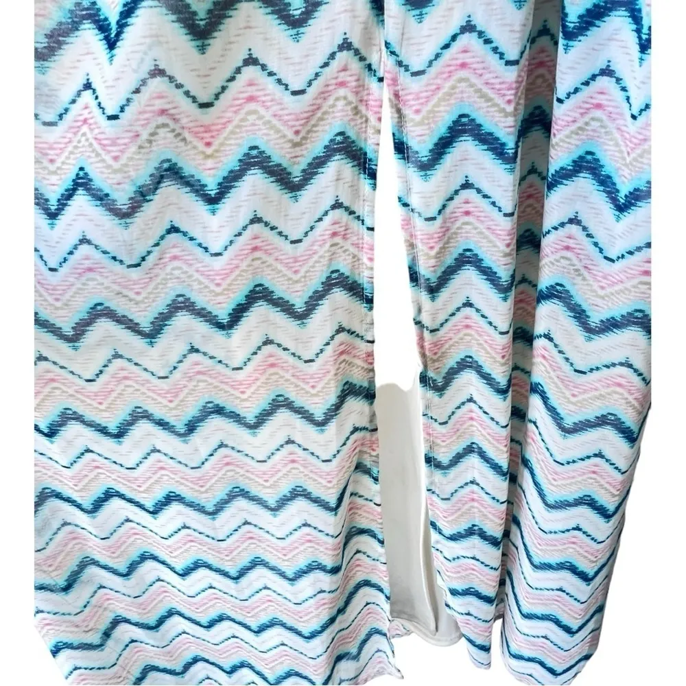 Women's maxi long print lance zigzag pattern trim lily rose sun dress cream S. - Image 10