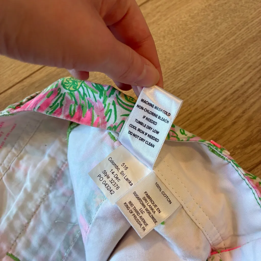 Lilly Pulitzer The Callahan Short Pink Green Flamingo Print Size 4 - Image 6