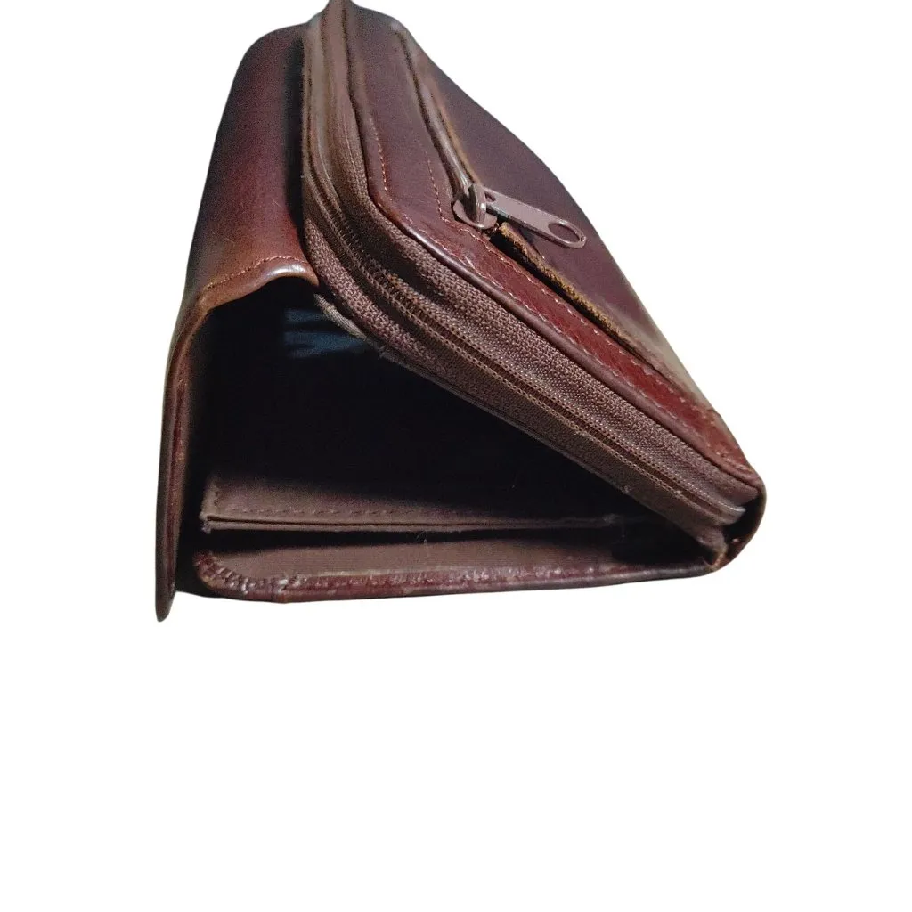 Leather Brown Wallet Vintage Wilson Multiple Compartments Snap Closure Organizer - Image 12