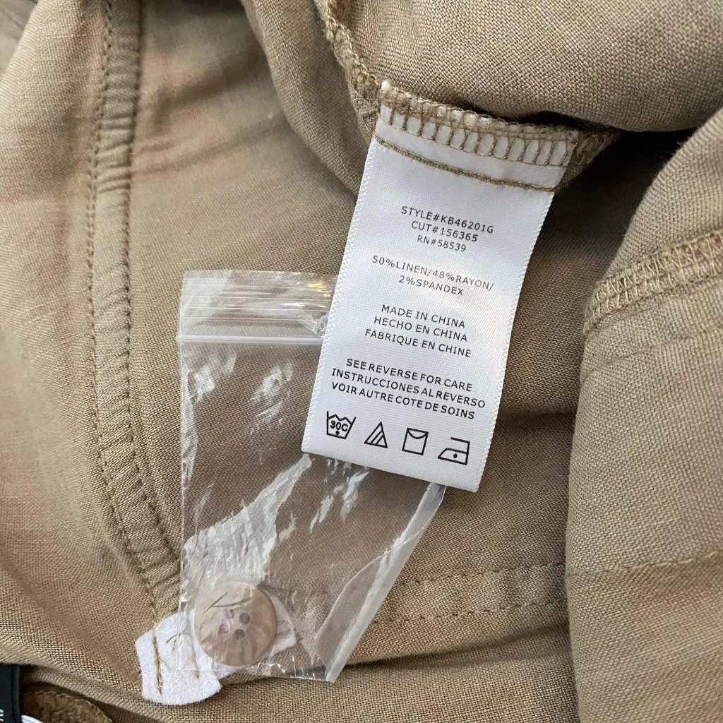 Kut‎ From The Kloth Rosalie Linen Blend Drawstring Ankle Pants Size 3X Khaki - Image 5