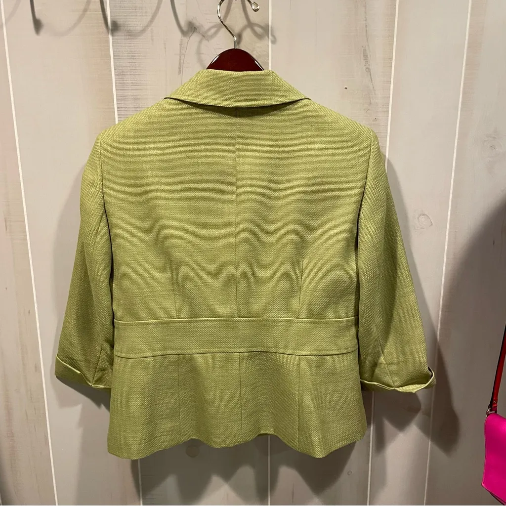 Cute avocado round collar chunky button blazer Kasper lined 3/4 sleeve - Image 10