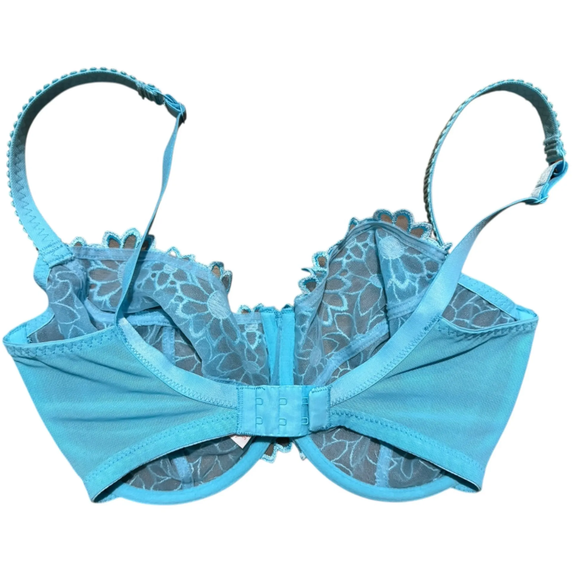 Panache vintage superbra sheer vibrant blue Floral Lace Bra 32G underwire bust - Image 3
