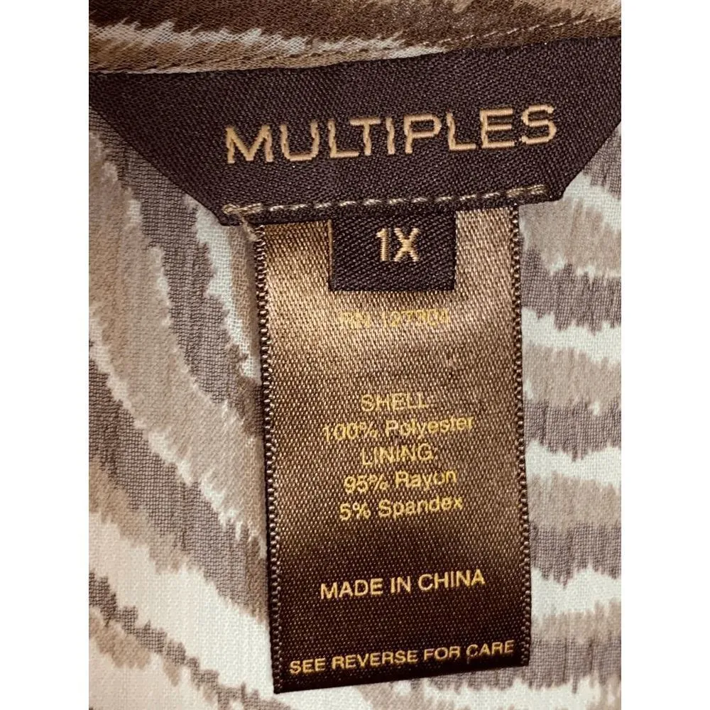 Multiples  Women's Brown Animal Print Pullover Tunic Blouse Top Plus Size 1X - Image 5